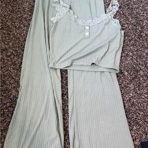 Women's Lace Trim Sleepwear Set - Gray